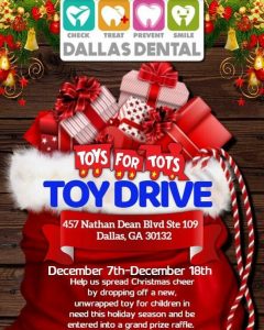 TOYS FOR TOTS AT DALLAS DENTAL SMILES.