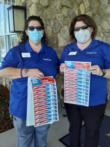 TOOTHBRUSH DONATIONS AT DALLAS DENTAL SMILES.