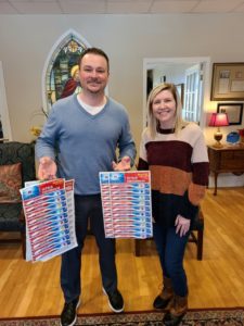 TOOTHBRUSH DONATIONS AT DALLAS DENTAL SMILES.